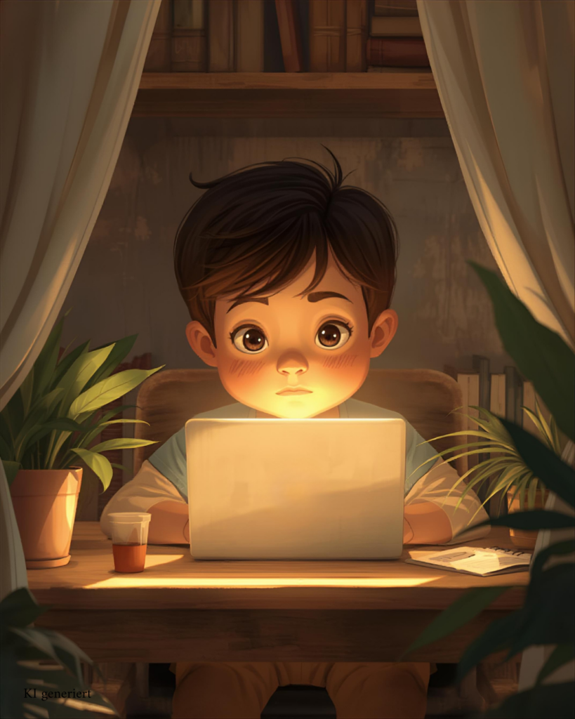 curious child in sunlit nook