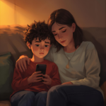 tender moment with parent and worried child