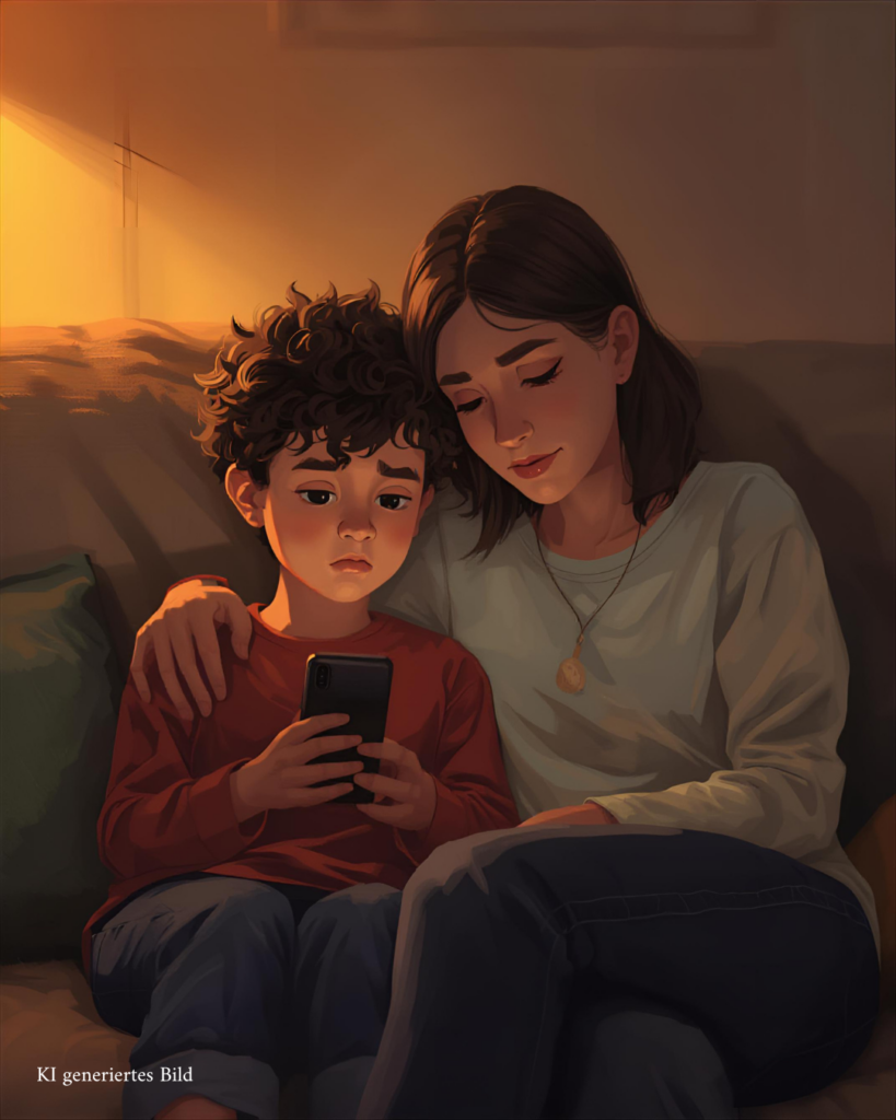 tender moment with parent and worried child